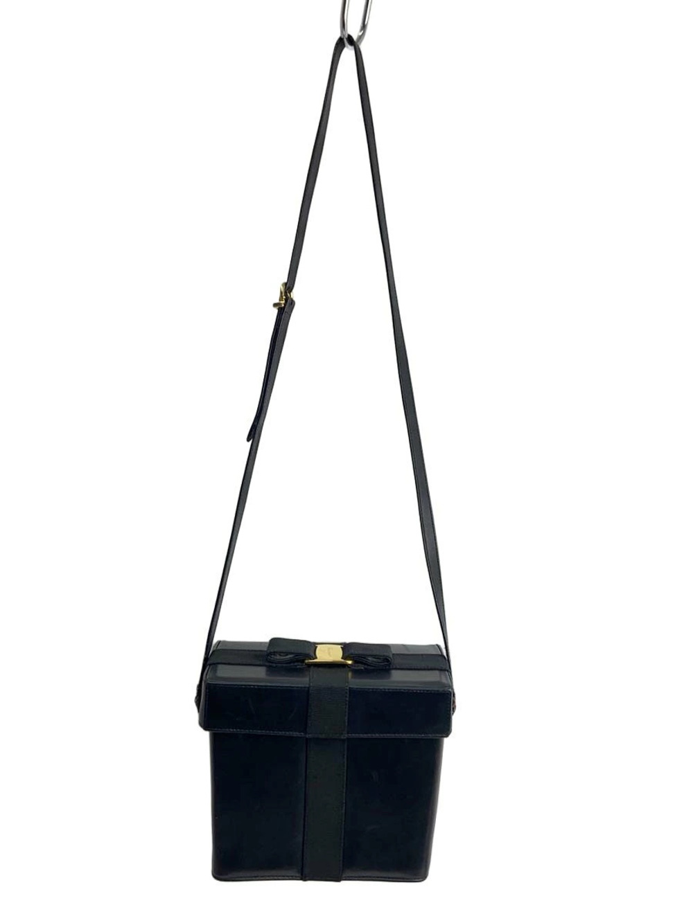 Salvatore Ferragamo Gancini Leather Crossbody Messenger Bag Black